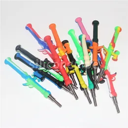 Silicone Nectar with GR2 Titanium Nail Mini Hookahs Bongs Water Pipes 10mm Concentrate Dab Straw Silicon Oil Rigs