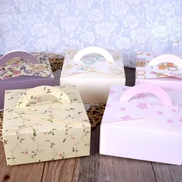 Kwiat Papier Pudełko z uchwytem Czekoladowe Ciasto Party Packaging Cookie Candy Nuts Box DIY Prezent Ślubny Pudełko