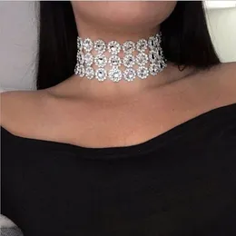 Choker Europe and America Short Necklace Multi-Layer Concave Diamond Crystal Necklace Wholesale