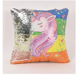 Unicorn Magic Reversible Sequins Pillow Case Cushion Cover 40*40CM Decorative Mermaid Pillows for Sofa Home Decor
