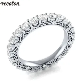 Vecalon 4 Färger Birthstones Classic Ring Silver Color Crystal CZ Engagement Bröllop Band Ring för Kvinnor Dropshipping Smycken