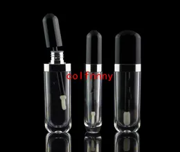 100pcs/lot Empty 8ml Lipstick Tube Lip Gloss Container Tube Brush Black Cap Plastic Small Lip Balm Tube Refillable Pot