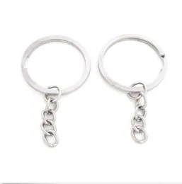 200pcs Hot Sell! Silver Color 25mm Key ring Split Ring With Short Chain Rings Women Men DIY Accessories