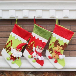 Christmas Stocking Socks Xmas Gift Bag Cartoon Santa Claus Snowman Elk Pendant Christmas Party Decoration Ornaments Gifts WX9-742