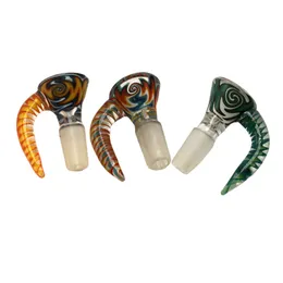 Paladin886 G067 Smoking Pipe Dab Rig Glass Bong Bowls Big Ox Horn Handle 14mm 18mm Male Heady Color Glass Bowl