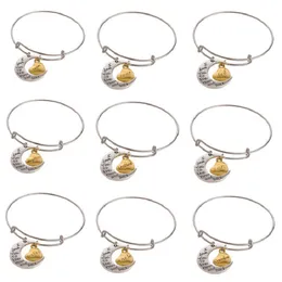 Moda charme pulseiras lua pingente eu te amo para a lua e costas para mamãe irmã braceletes de família ajustável declaração de jóias presente