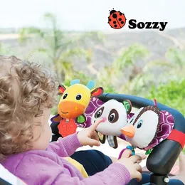 sozzy infant stuffed animals childrens teether grommet with music and light carriage bed hanging baby rattles plush cartoon toys