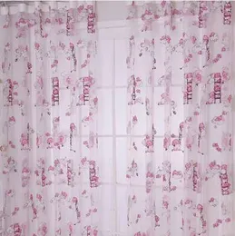 Bear Pattern Curtain Yarn Printed Organdy Net Curtains Children Room Voile Curtain Living Room Tulle Window Treatment