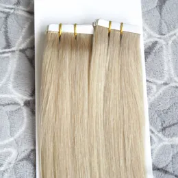 100g Remy Tape Extensions Hair Extensions 40 sztuk / partia 10-26inch Taśma Ludzki Przedłużanie Włosów Proste Brazylijskie PU Skin Weft Włosy