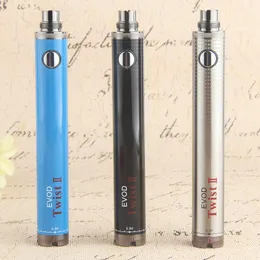 EVOD Twist 2 II Battery 1600mAh eGo Thread Variable Voltage Battery for 510 CE4 MT3 H2 Atomizer Tank E Pen Electronic Cigarette