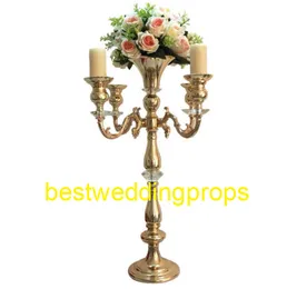 Ny stil dekoration guld kandelabrera blomma stativ bröllopscentrum bit bröllop rekvisita mental bord mittpiece bäst003