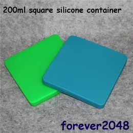 200ml Nonstick Wax Containers Silicone Box Silicon Square Container Big Wax Jars Dishes Mats Dab Dabber Tool Large Jar