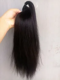 Nowy Przyjeżdża Brazylijski Human Virgin Remy Proste Ponytail Hair Extensions Natral Czarny Kolor 100g Jeden Pakiet