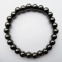 Commercio all'ingrosso di fabbrica di alta qualità uomo donna salute 8MM regalo di gioielli braccialetto nero magnetico ematite ologramma con elasticità