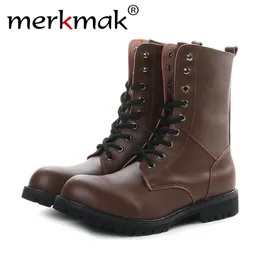 Merkmak alta qualidade de couro genuíno outono homens botas inverno impermeável tornozelo botas martin botas ao ar livre homens de trabalho sapatos