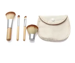 4 Pcs Bamboo Makeup Brushes Set Eye Shadow Brush Cosmetics Blending Brush Tool Make up Brushes with Bag pinceaux maquillage