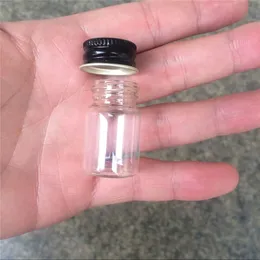 22*35*14mm 6ml Small Glass Bottles Aluminium Mini Transparent Clear Empty Glass Jars Metal Lid Bottles Botellas 100pcs