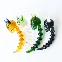 Nya 3,9 tum mini Skull Bullfighting Glass DaBble Wax Dab Tool med färgglad tjock Pyrex Glass Dabber Tools for Smoking