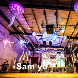 Großhandel 2 m/3 m Faszinierende hängende LED-aufblasbare Qualle für Club/Event/Einkaufszentrum/Party