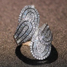 Älskare ring för kvinnor lyx smycken 925 sterlijng silver prinsessa full vit topaz cz diamant ädelstenar sona damer bröllop band ring gåva