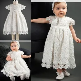 Baby Girl Holy Baptism Gown Christening First Communion Dress Bow Ivory 2022 Lace Baby Party Birthday Toddler Flower Girl Dresses