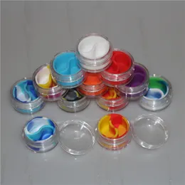 Silicone Jars Dab Wax Vaporizer Oil Container 10ml Non Stick Slick Silicon Concentrate Containers With Acrylic Shield