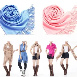 10st / lot gratis frakt grossist pashmina cashmere silke solid sjal wrap unisex halsduk kvinnors halsduk ren 40 färg halsduk