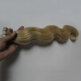 Heiße Verkäufe Blonde Haarverlängerungen Bandhaar Remy Nahtlose Bandhaarverlängerungen Körperwellenbandverlängerungen Jungfrau 40 Stück
