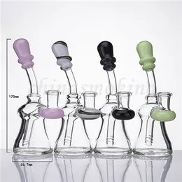 Glass Bubbler With American Color On Mouthpiece And Banger Hanger Water Pipes Mini Bubbler Glass Ash Catcher Inline Percolator Beaker