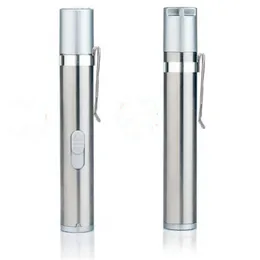 100pcs 3 in 1 USB Rechargeable UV Laser Flashlight Mini Medical Pen Clip Warm White Torch Light