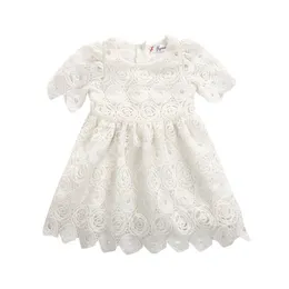 2018 Brand New Infant Baby Clothing Noworodka Toddler Girls Krótki Rękaw Kwiatowy Sukienka Party Ślub Księżniczka Koronki Sukienki Letnie Odzież dziecięca