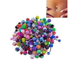 Stainless Steel Belly Button Ring, Auniquestyle Navel Piercing Bar Body Jewelry Curved Barbell with Acrylic Pattern Ball 200pcs/set
