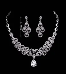 水滴高品質のクリスタル結婚式の花嫁の宝石類のアクセサリーセット（イヤリング+ネックレス）クリスタルファッションデザインFaux Pearls HKL566