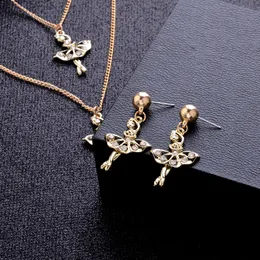 Oświadczenie Maxi Naszyjnik Alloy Enamel Angel Naszyjniki Kolczyki Łańcuch Wisiorek Moda Wedding Bridal Jewelry Set