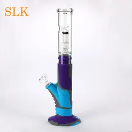 Löstagbart glasrör 14 mm Female Glass Percolator Bongs 14 tum silikonvattenrör hög dab rigg för torrt örtvax