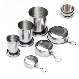 Nuova tazza pieghevole 60 ml 150 ml 250 ml in acciaio inossidabile portatile da viaggio esterno campeggio pieghevole tazze pieghevoli tazze portachiavi telescopiche in metallo FMT2145