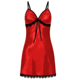 Dropship 2018 ny ankomst kvinna natt klänning plus storlek S-3XL Lace Bow Underkläder Babydoll Nightwear Sovaskirt Hot Freeship # J05 S923