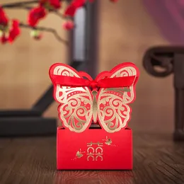 Double Happiness Chinese Red Candy Box, Classical Wedding Candy Boxes, Wedding Favor Gift Box With Ribbon