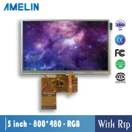 Display del modulo LCD TFT da 5 pollici con risoluzione 800 * 480 con schermo di interfaccia RGB e pannello tattile RTP