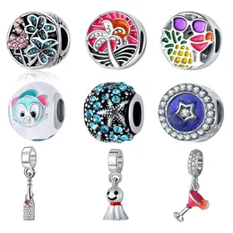 Original Bloom Animal Tred Bead Crystal Enamel Charm Pendant Fit Women Pandora Armband Bangles DIY Charms