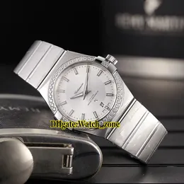 安く新しい38mmの白いダイヤルジャパン宮田8215自動メンズウォッチダイヤモンドのバゼルのステンレススチールバンドゲントスポーツの時計