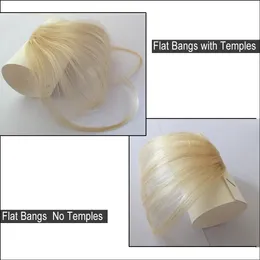 Human Hair Clip In Bangs Extension Hand Tied Bangs with Temples One piece Extensions