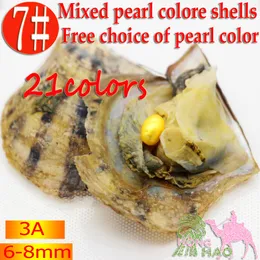 # 7 (Amarelo) 6-8mm Akoya Oyster Oval Pearl Oyster Atacado, Pérola Tingida Personalizável