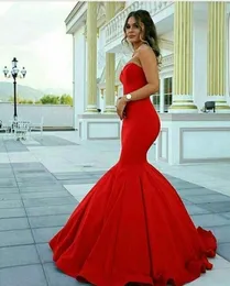 Bez ramiączek Długość podłogi Proste Stain Suknie Wieczorowe Mermaid Sexy Bez Rękawów Sweetheart 2018 Custom Made Suknie wieczorowe Roczniki Prom Dresses