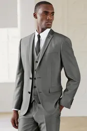 Customize Slim Fit Light Grey Groom Tuxedos Groomsman Blazer Excellent Men Business Formal Prom Party Suit(Jacket+Pants+Tie+Vest) NO:892