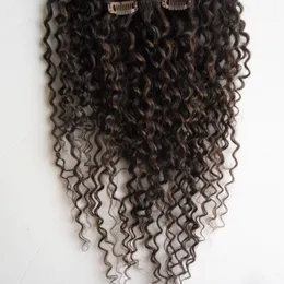 Kinky Curly Clip in Hair Extension 100% Brazylijski Human Hair Class In Extension Remy Hair Class Ins 9 sztuk / zestaw 100g