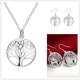 Daily Deals 925 Silver living Tree of life Pendant Necklace Fit 18inch O Chain or earrings Bracelet Anklet for Women Girl Wholesale