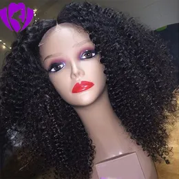 HotSelling Kort Afro Kinky Curly Synthetiska Paryker För Svarta Kvinnor 180densitet Spets Front Naturliga Hår Parykar Med Baby Hår Blenched Knots