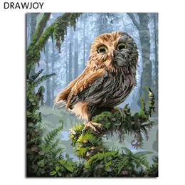 DrawJoy inramade bilder målning med siffror uggla DIY Digital oljemålning på kanfas Heminredning Väggkonst GX8346 40 * 50cm