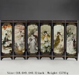 Китай лак посуда старая ручная роспись BELLE коллекционирования красоты хороший складной экран украшения подарок